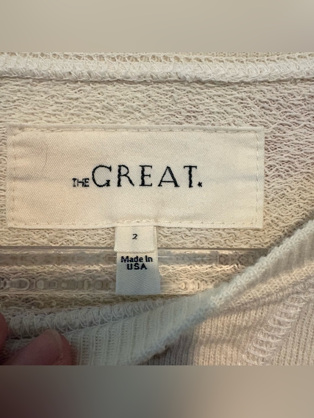 THE GREAT. Cream Western Print Sweatshirt in Brown & Tan - Picture 6 of 8